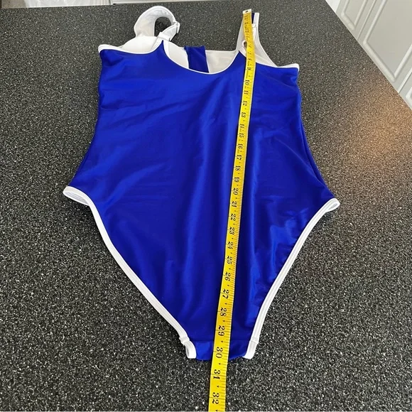 Charmo Blue Zipper Front One-Piece Swimsuit Size L - Picture 12 of 12